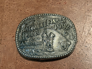 lot 360 image: 1992 Hesston National Finals Rodeo Belt Buckle  NFR Commemorative Collector Buckle