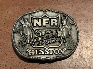 lot 362 image: 1983 Hesston National Finals Rodeo Anniversary Series Belt Buckle