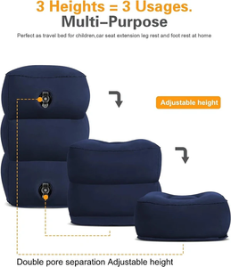 lot 3418 image: 2 Pack - Inflatable Adjustable Height Foot Rest Pillow Ottoman for Travel, Camping, Blue