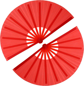 lot 3427 image: 2 Pack - 13 Red Handheld Folding Fans - Large, Nylon, Clacking Dance Fans (2 fans per pack - total of 4 fans)