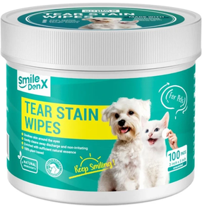 lot 3428 image: 2 Pack - Smile DenX 100 Count Tear Stain Wipes for Dogs & Cats (unscented)