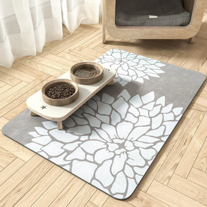 lot 3432 image: Absorbent Floral Pet Feeding Mat (12 x 19)  Quick Dry & Non-Slip Dog & Cat Food Bowl Placemat  Leak-Proof, Stain-Resistant Floor Protector for Water & Food Stations