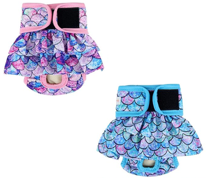 lot 3416 image: Langsprit Female Dog Diapers (2 Pack), Highly Absorbent, Reusable (Size MediumWaist Measurement 12 to 15)