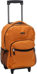 lot 2785 image: Rockland Double Handle Rolling Backpack, Orange, 17-Inch