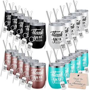 lot 2779 image: $349.99 RETAIL PRICE Hsei 100 Pcs Appreciation Gifts Thank You for Being Awesome Wine Tumbler 12 Oz with Keychain Thank You Stainless Steel Tumbler Inspirational Appreciation Gifts for Staff Employee