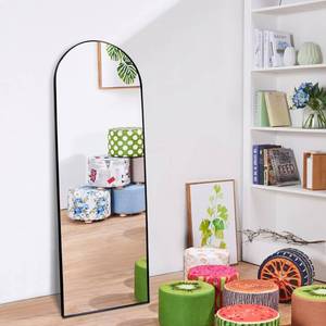 lot 2778 image: $98.99 RETAIL PRICE QTBOOM 65x22Full Length Mirror Standing Hanging or Leaning Against Wall, Arched Large Mirror Full Body Mirror for Bedroom, Wall Mirror with Aluminum Alloy Frame (65x22 Inch, Black)