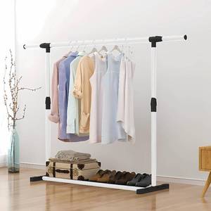 lot 2794 image: Simple Trending Standard Clothing Garment Rack, Rolling Clothes Organizer with Wheels and Bottom Shelves, Extendable