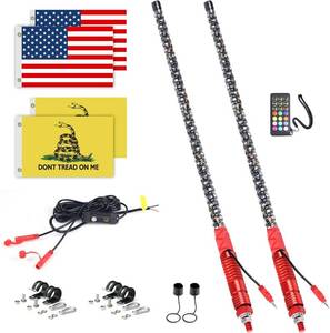 lot 2796 image: Viswiker 2PCS 5FT 360° Spiral LED Whip Lights with Red Spring, Remote Control Whip Lights for Side by Side, Chasing Color LED Whip Antenna Lights for ATV, UTV, Polaris, Can-Am, SXS, Offroad