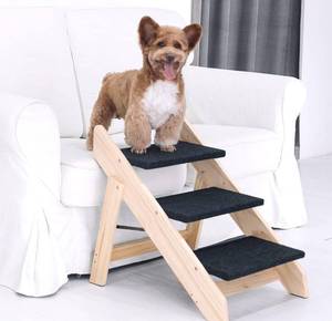 lot 2800 image: MEWANG Wooden Pet StairsPet Steps for All Dogs and Cats - 2-in-1 Foldable Stairs & Rampfor Beds and Cars - Portable DogCat Ladder Up to 120 Pounds - Great for Small and Older Animals