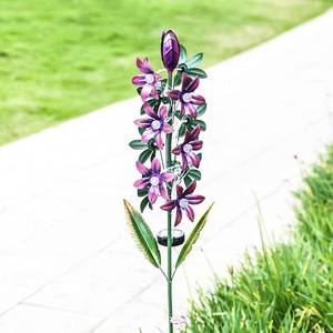 lot 2803 image: SHICHAO Flower Solar Garden Decorations Lights for Lawn Ornaments, 42 Inch Metal Hyacinth Flower Outdoor Decor Decorative Stake for Yard Porch Patio Purple
