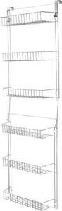 lot 2815 image: Lavish Home (White) 6-Tier Adjustable Kitchen Door Rack for Pantry Organization and Storage Shelving, (L) 19 x (W) 5 x (H) 56-64