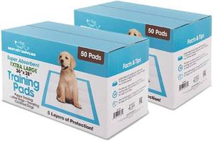 lot 2817 image: Best Pet Supplies, XL (36 x 27.5) Disposable Puppy Pads for Whelping Puppies and Training Dogs, 100 Pack - Ultra Absorbent, Leak Resistant, and Track Free for Indoor Pets - Baby Blue