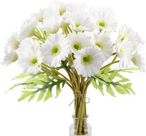 lot 2824 image: ZSHCONG 24pcs Gerbera Daisies Flowers 17.5Length Real Touch Pu Fake Flowers Odorless Gift Box Package for Home Decorations Centerpieces Arrangement Wedding Bouquet (White)